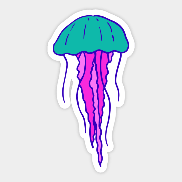 Blue and Pink Jellyfish Sticker by lilacfeathers